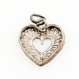 Back of Sterling Filigree Heart Charm