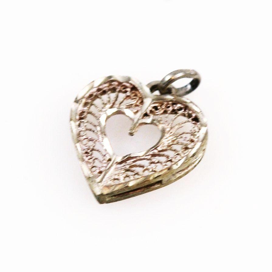 Sterling Filigree Heart Charm