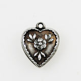 Sterling Heart Charm - Forget Me Nots Engraved