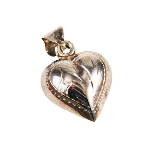 Sterling Hand Engraved Puffy Heart Charm