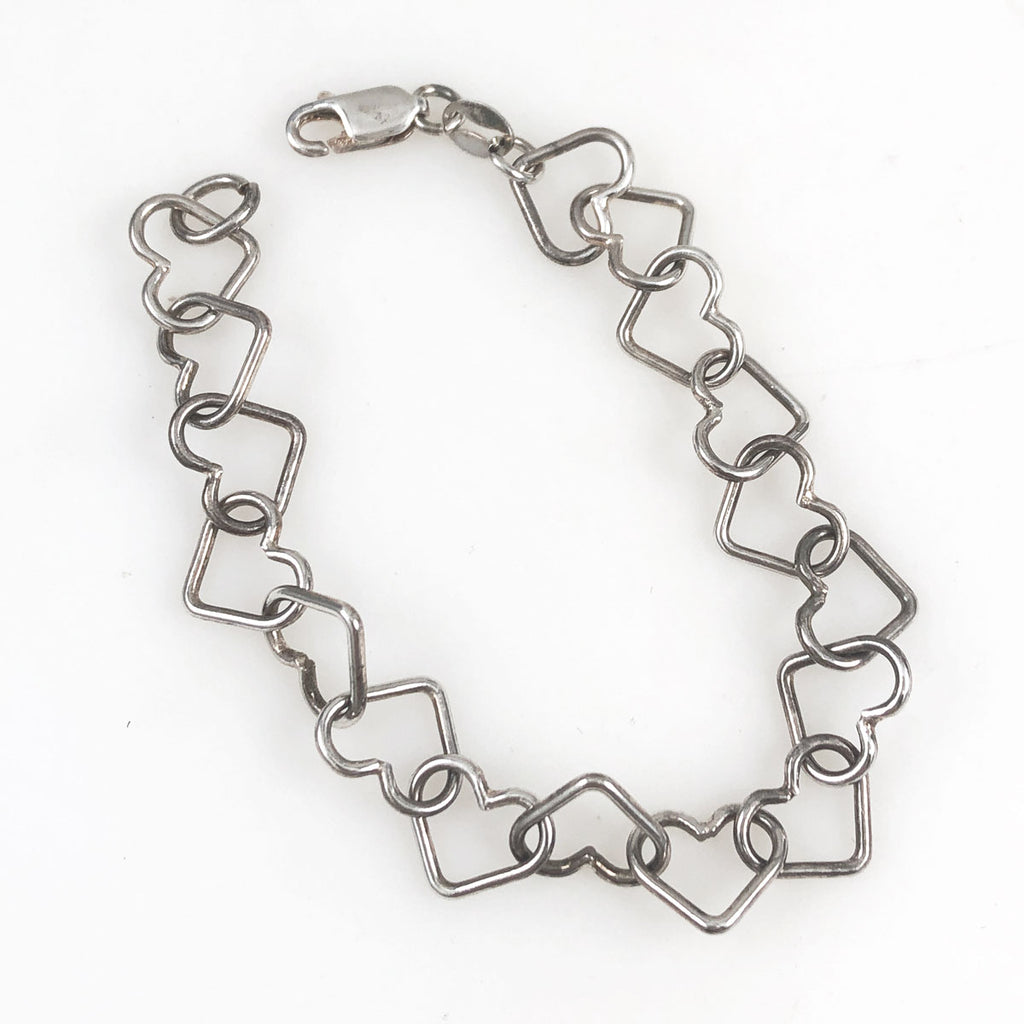 Vintage Sterling Silver Open Heart Bracelet