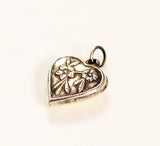 Sterling Heart Charm With Forget Me Nots Vintage