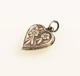 Sterling Heart Charm With Forget Me Nots Vintage