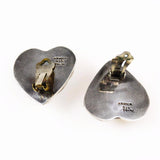 Sterling Heart Clip On Earrings Taxco Mexico Signature
