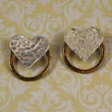 Sterling Silver & Brass Heart Earrings