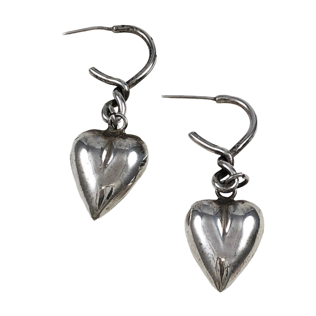 Sterling Heart Dangle Earrings Vintage