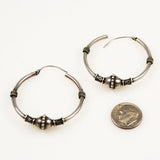 Large Bali Sterling Silver Hoop Earrings