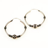 Large Bali Sterling Silver Hoop Earrings