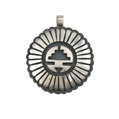 Hopi Sun Face Sterling Pendant by Mark Tawahongva