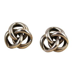 Large Sterling Silver Knot Earrings with 14K gold posts