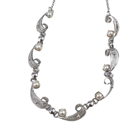 Sterling Filigree & Cultured Pearl Necklace