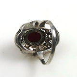 Italian Red Coral Silver Filigree Ring