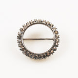 Sterling Rhinestone Circle Brooch Vintage