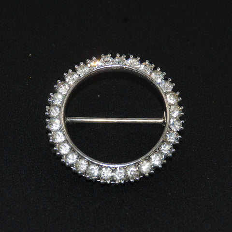 Sterling Rhinestone Circle Brooch Vintage