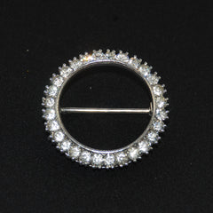 Sterling Rhinestone Circle Brooch Vintage
