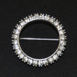 Sterling Rhinestone Circle Brooch Vintage