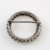 Sterling Rhinestone Circle Brooch Vintage