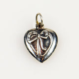 Victorian puffy heart charm with ribbon