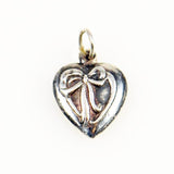 Sterling Puffy Heart Charm - Ribbon