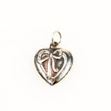 Sterling Puffy Heart Charm - Ribbon