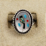 Zuni Inlaid Bird Sterling Ring 6½