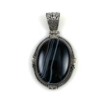 Sterling Silver & Black Sardonyx Pendant Extra Large