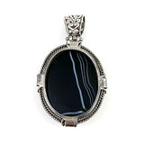 Sterling Silver & Black Sardonyx Pendant Back