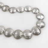 Handmade Sterling Silver Scratched Puffy Beads