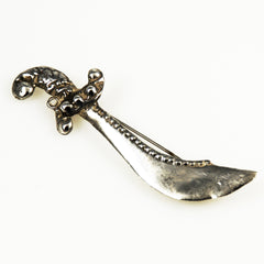 Sterling Scimitar Sword Brooch