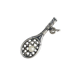 Sterling Tennis Racket with Pearl Charm