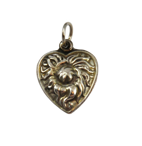 Sterling Heart Thistle Charm Vintage