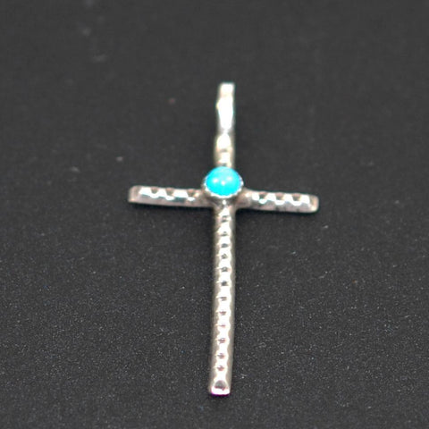 Sterling Silver & Turquoise Cross Pendant Vintage