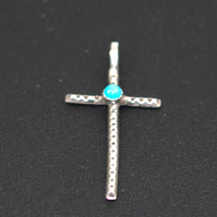 Sterling Silver & Turquoise Cross Pendant Vintage