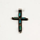 Sterling Silver & Turquoise Zuni Cross Pendant