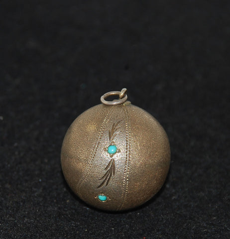 Antique Sterling Turquoise Ball Pendant