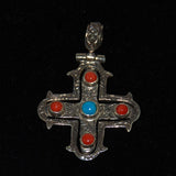 Sterling Cross with Turquoise & Coral