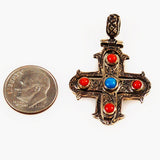 Sterling Cross with Turquoise & Coral