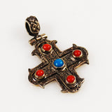 Sterling Cross with Turquoise & Coral