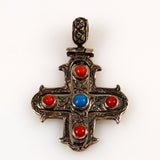 Sterling Cross with Turquoise & Coral