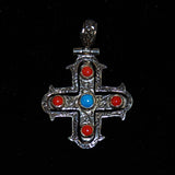 Sterling Cross with Turquoise & Coral