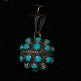 Sterling & Turquoise Ball Pendant Mexican