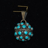 Vintage Silver & Turquoise Ball Pendant Mexican