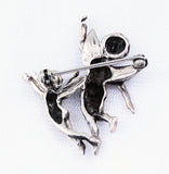 Back of Sterling Silver Cherubs or Angels Brooch Vintage