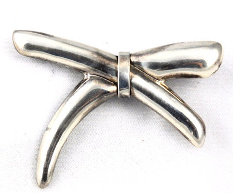 Taxco Mexico Sterling Vintage Bow Brooch Signed TC-168