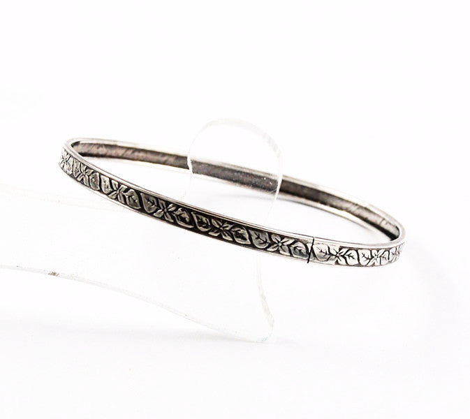 Sterling Embossed Bangle Bracelet Vintage