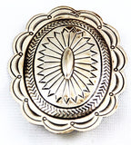 Native American Sterling Stamped Concho Brooch Vintage