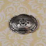 Native American Sterling Concho Brooch Signed Vintage