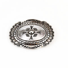 Native American Sterling Concho Brooch Signed Vintage