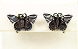 Sterling Butterfly Screw On Earrings Vintage
