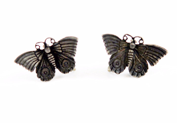 Sterling Butterfly Screw On Earrings Vintage